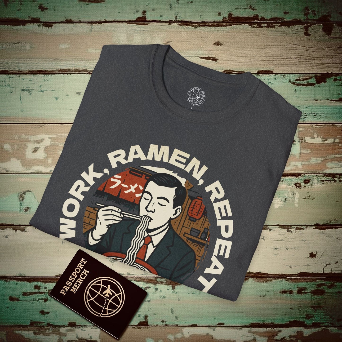 Salaryman - Work, Ramen, Repeat, Japan T-Shirt Dark Heather / S