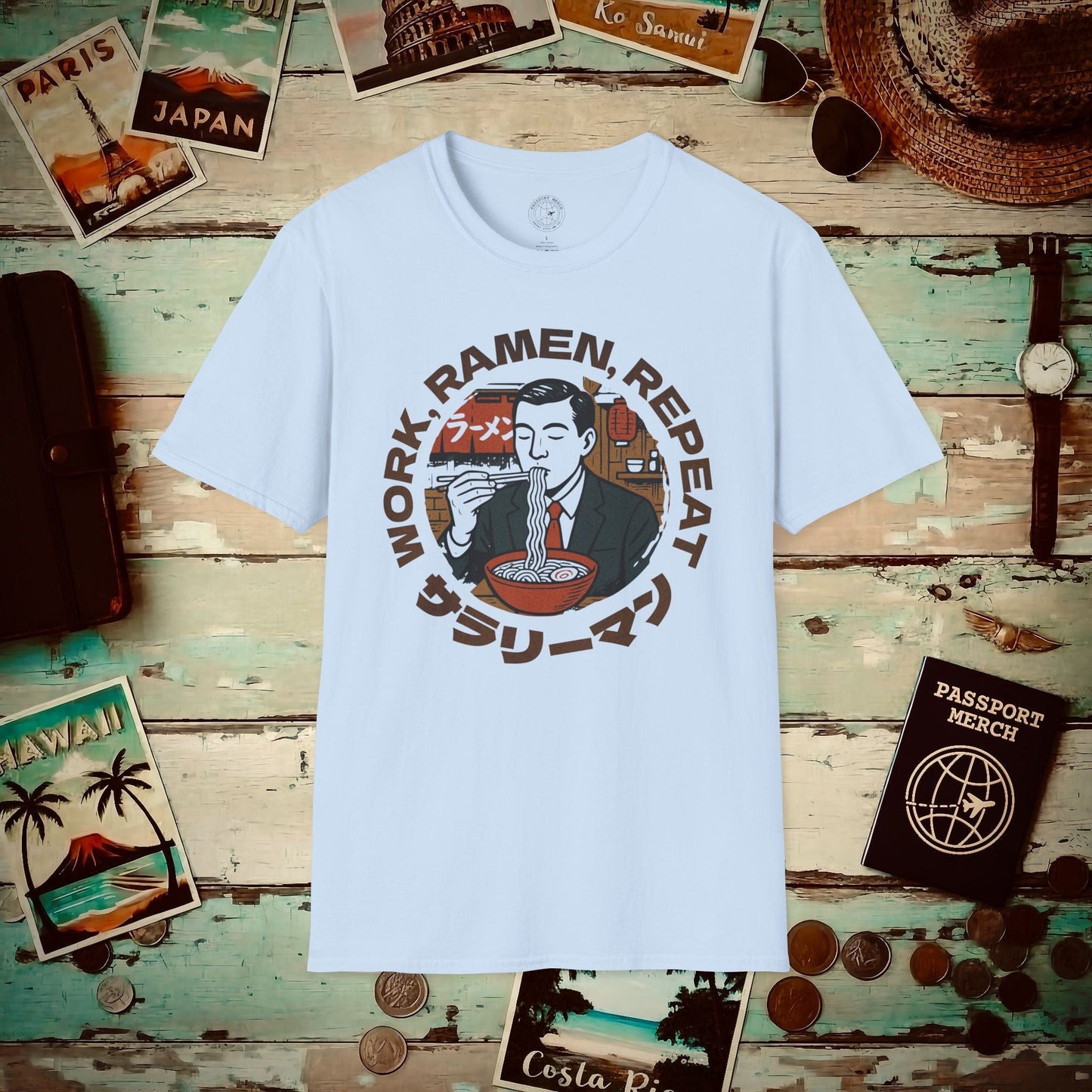 Salaryman - Work, Ramen, Repeat, Japan T-Shirt Light Blue / S