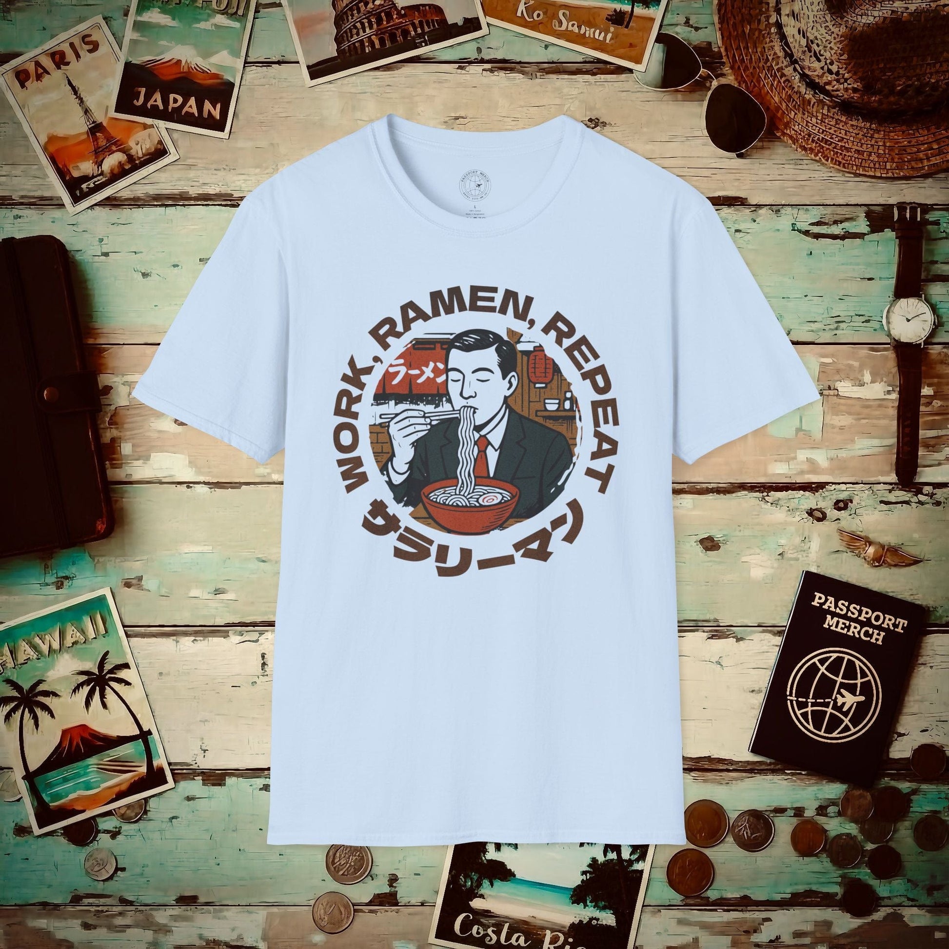 Salaryman - Work, Ramen, Repeat, Japan T-Shirt Light Blue / S