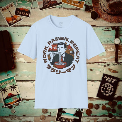 Salaryman - Work, Ramen, Repeat, Japan T-Shirt Light Blue / S