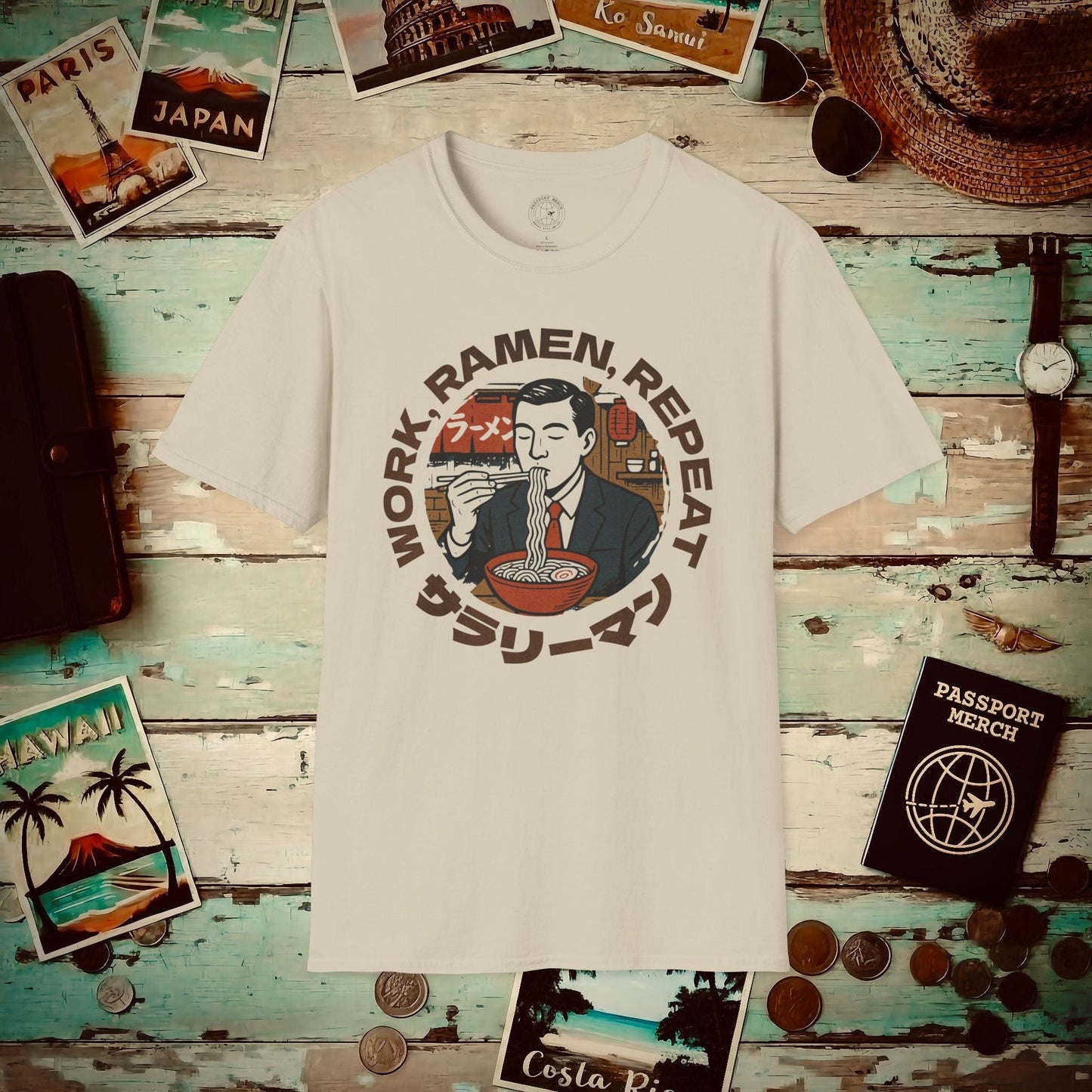 Salaryman - Work, Ramen, Repeat, Japan T-Shirt Sand / S