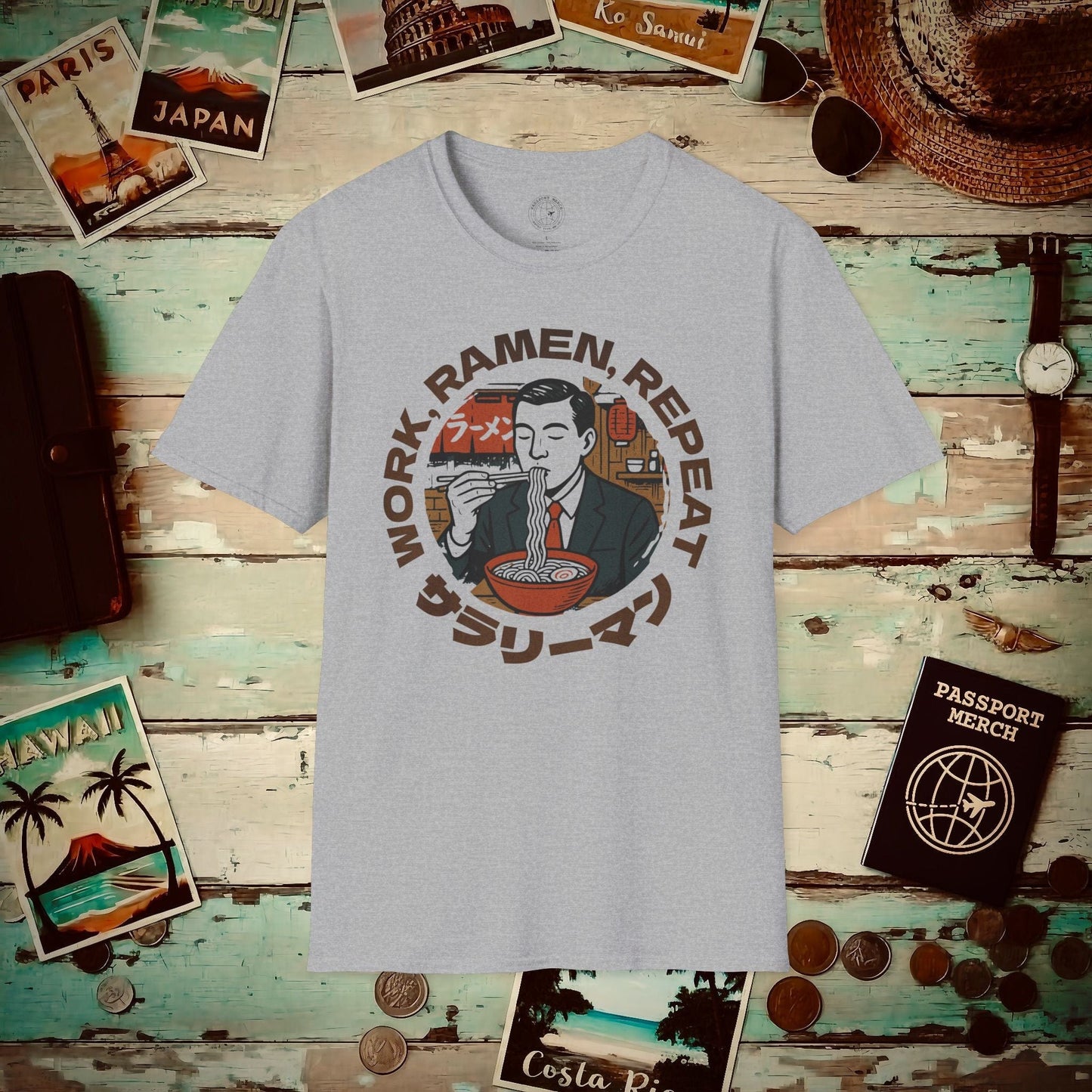 Salaryman - Work, Ramen, Repeat, Japan T-Shirt Sport Grey / S