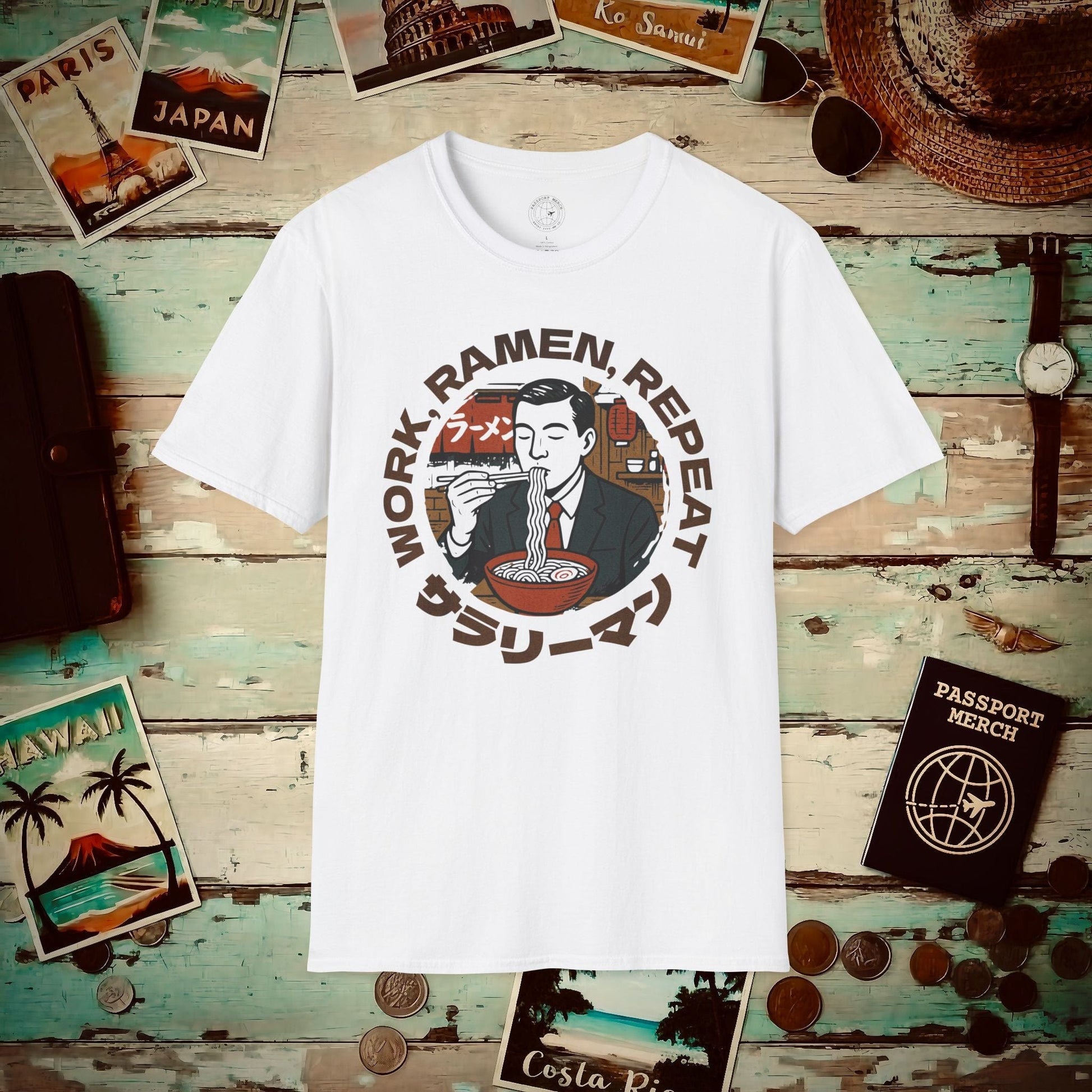 Salaryman - Work, Ramen, Repeat, Japan T-Shirt White / S