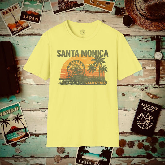 Santa Monica, California - 80's Vintage T-Shirt Cornsilk / S