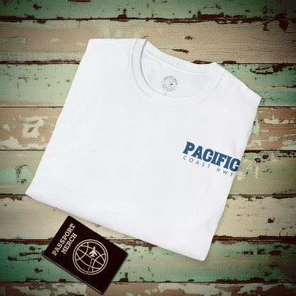 Santa Monica California PCH, Back Print T-Shirt White / S