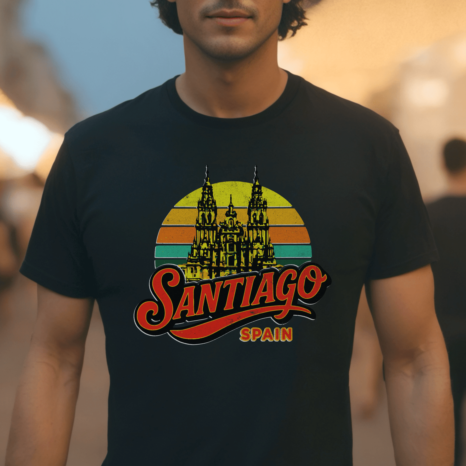 Santiago, Spain - 80's Vintage T-Shirt Black / S