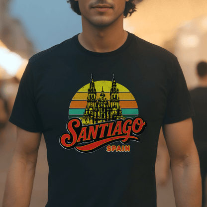 Santiago, Spain - 80's Vintage T-Shirt Black / S