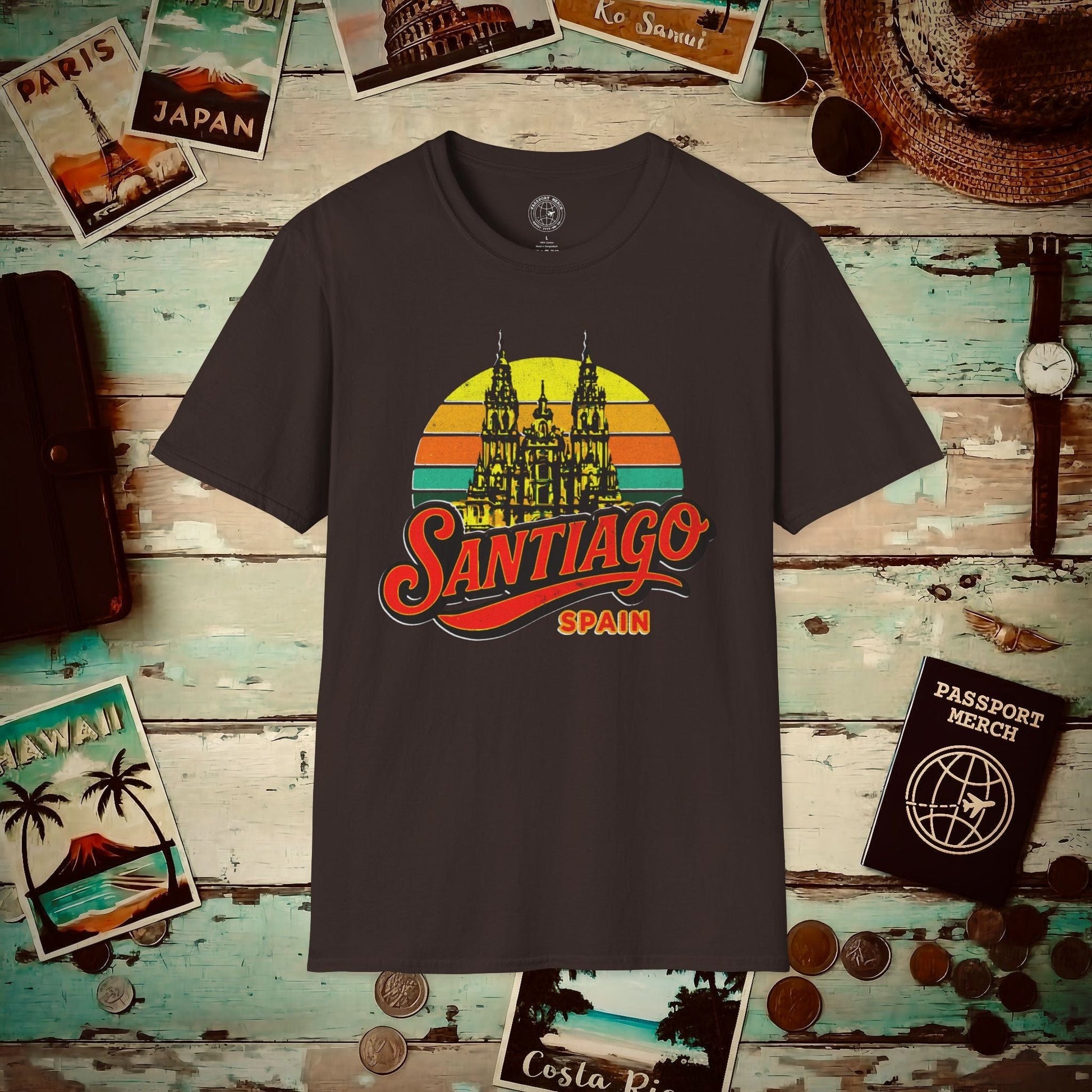 Santiago, Spain - 80's Vintage T-Shirt Dark Chocolate / S