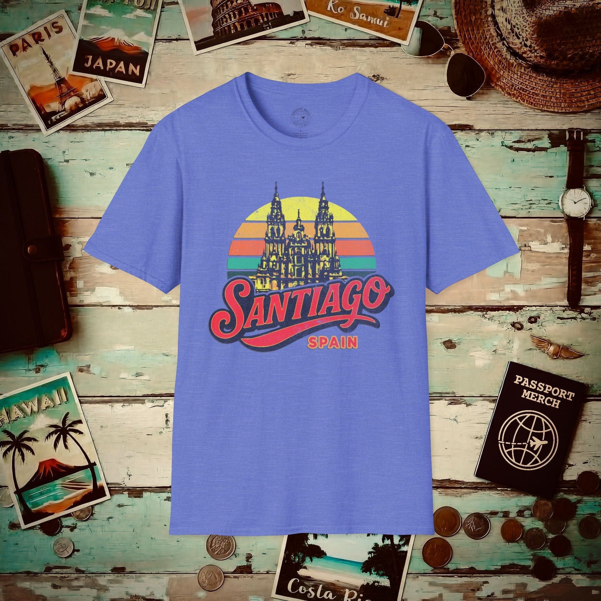 Santiago, Spain - 80's Vintage T-Shirt Heather Royal / S
