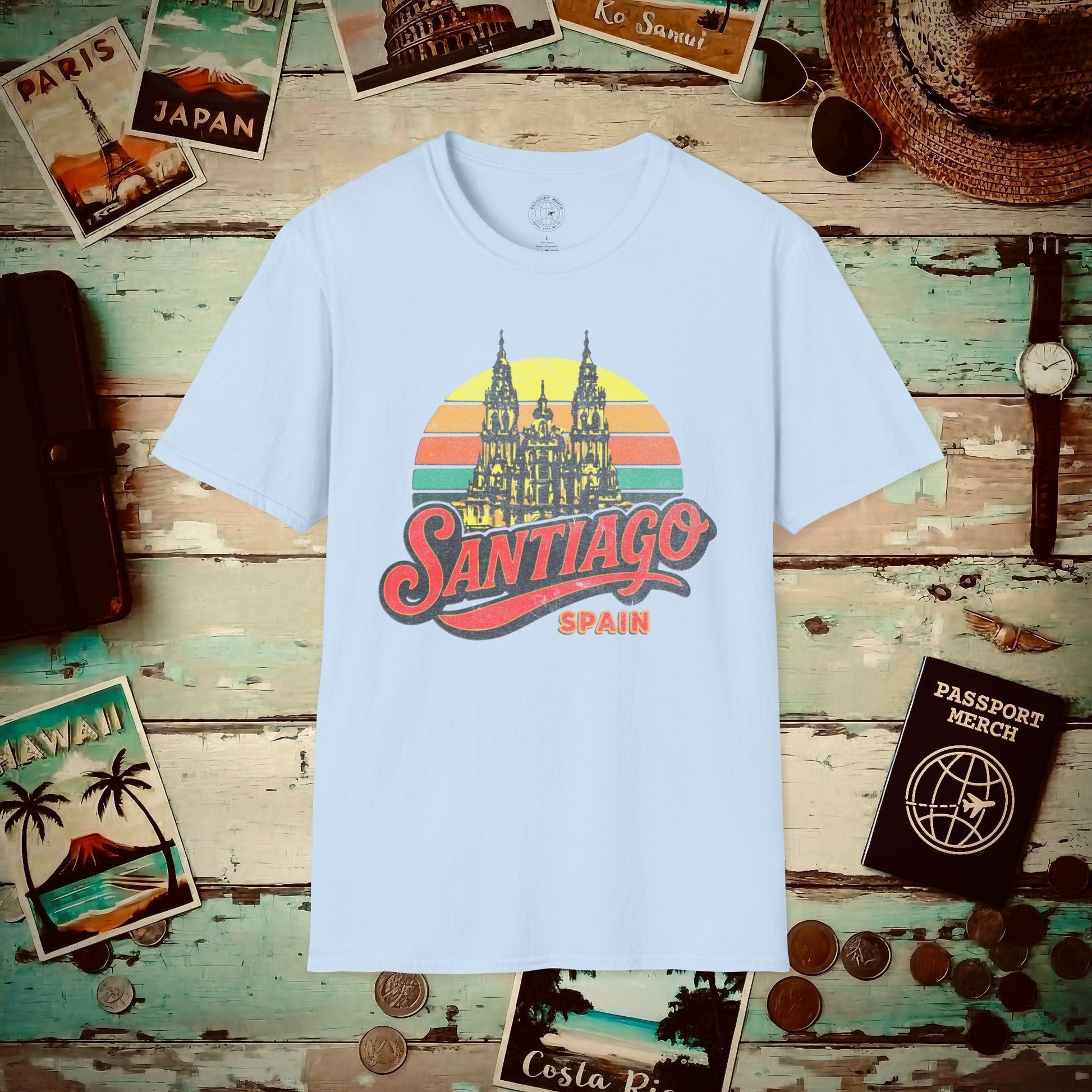 Santiago, Spain - 80's Vintage T-Shirt Light Blue / S
