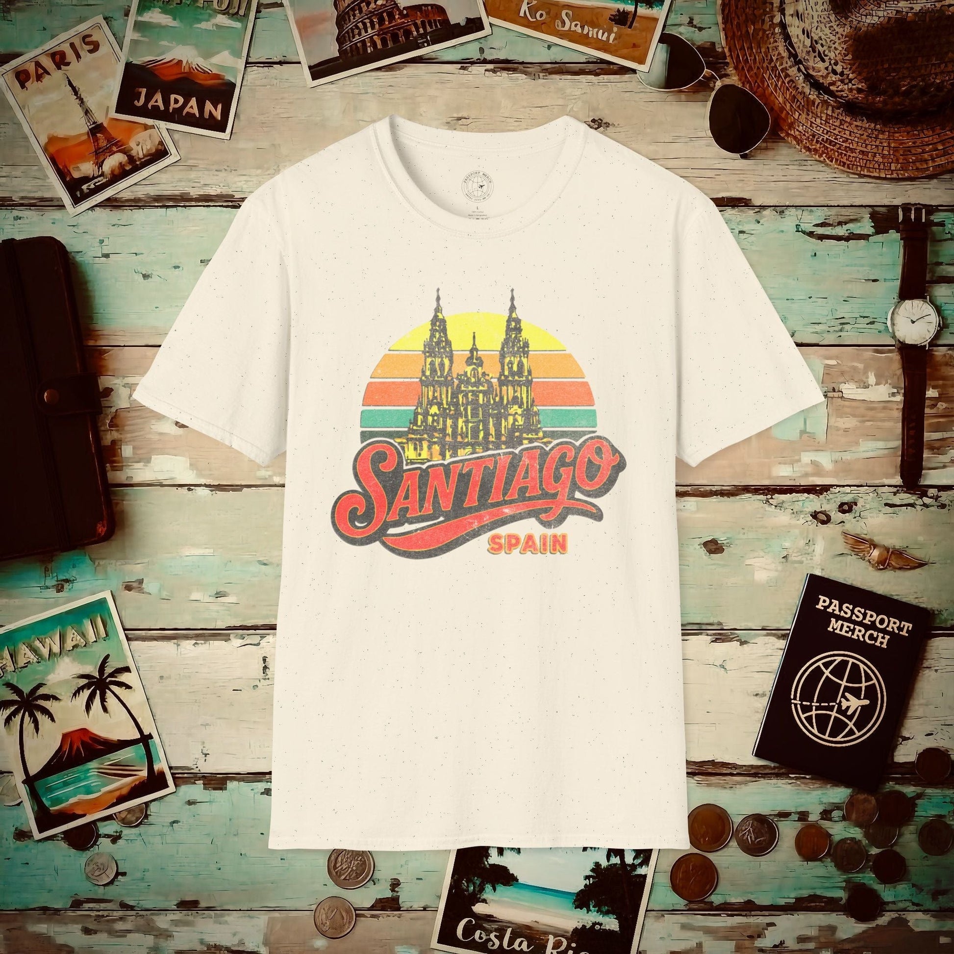 Santiago, Spain - 80's Vintage T-Shirt Natural / S