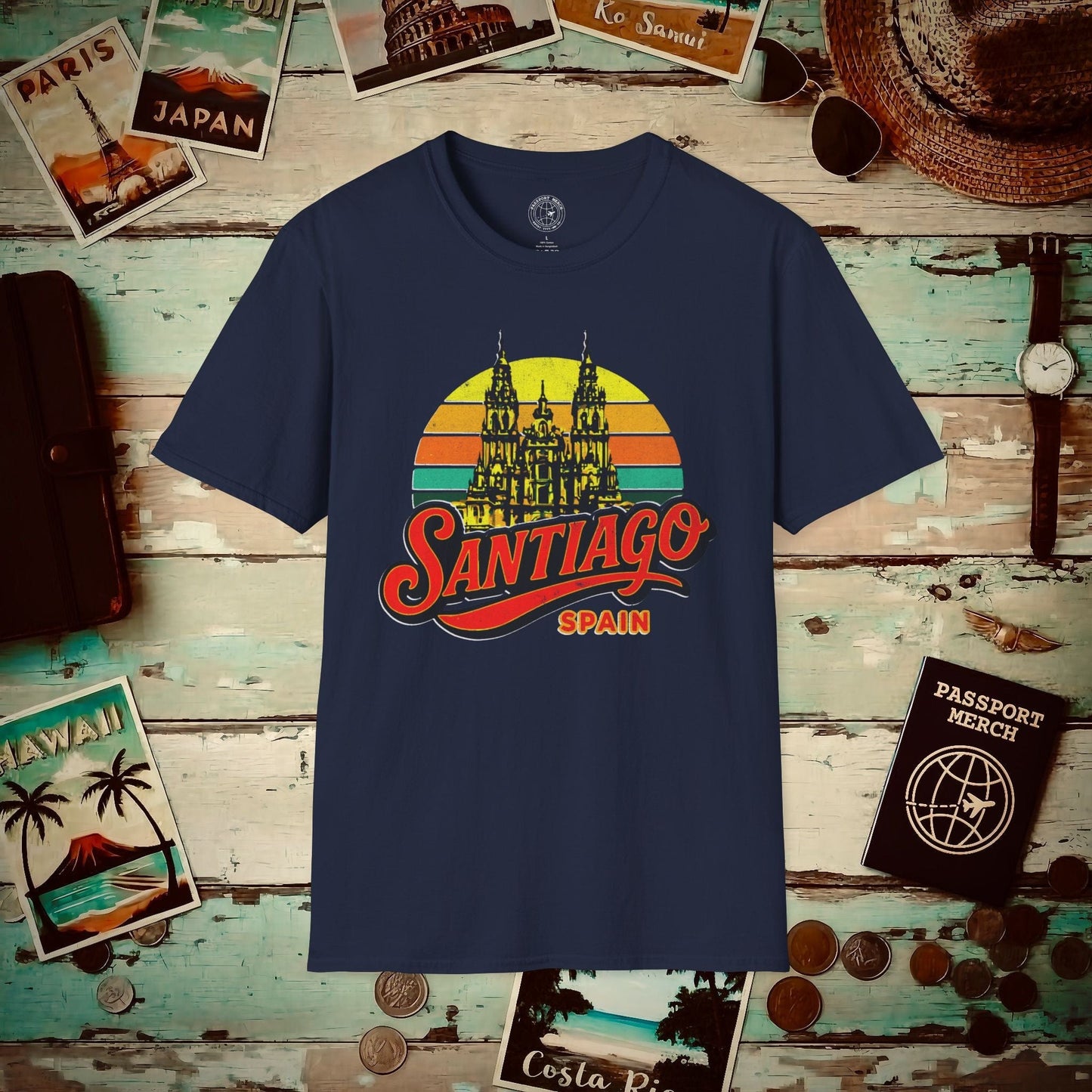 Santiago, Spain - 80's Vintage T-Shirt Navy / S
