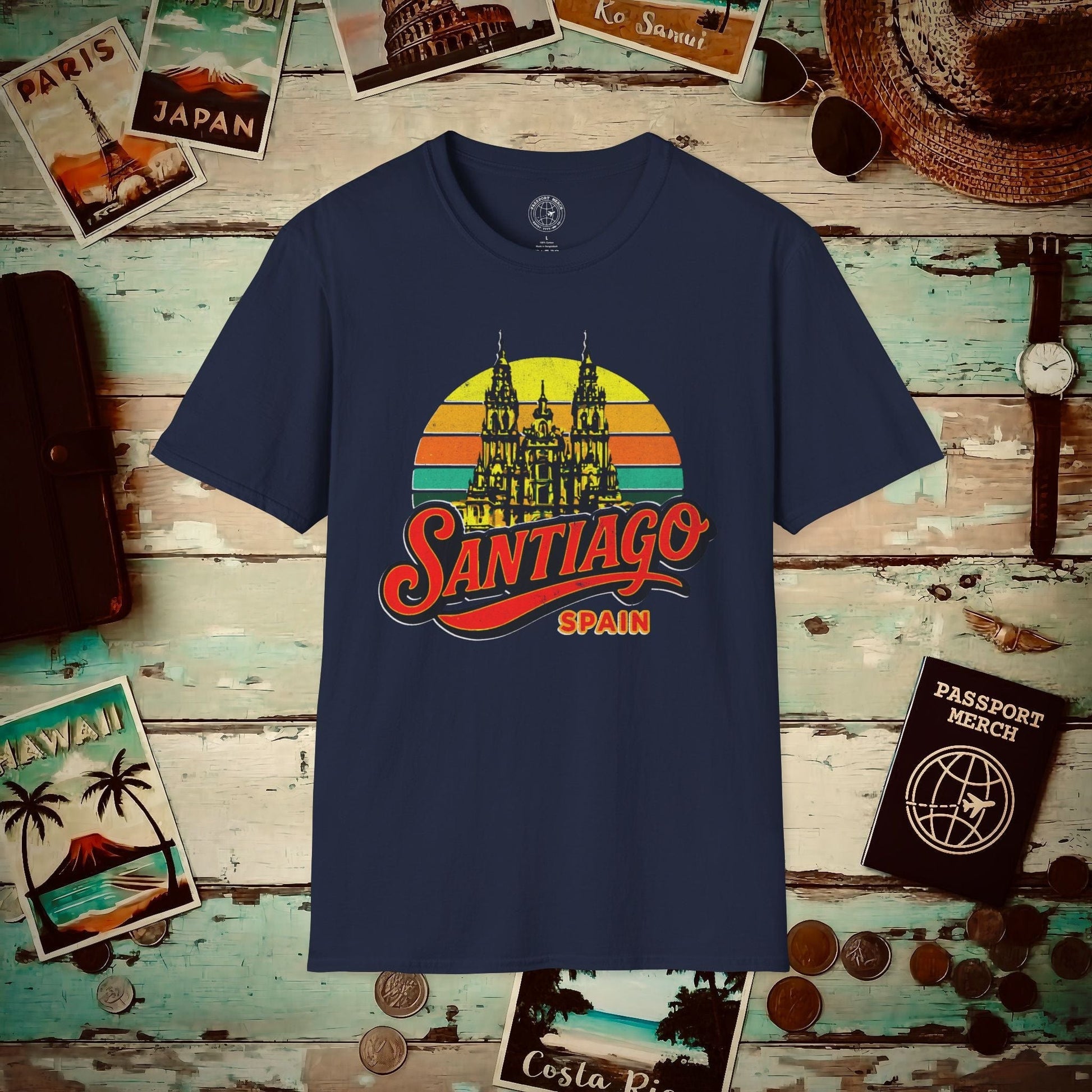 Santiago, Spain - 80's Vintage T-Shirt Navy / S