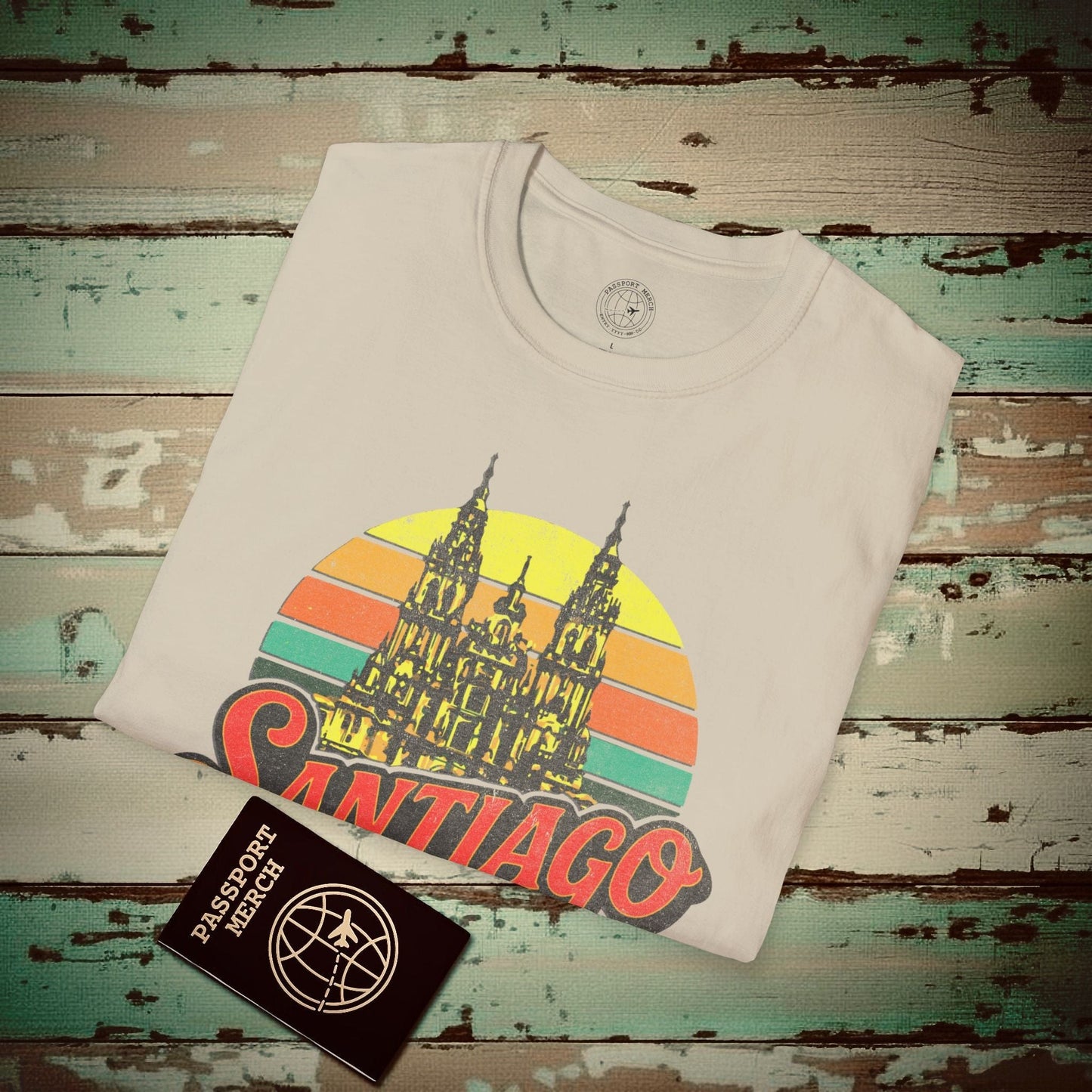 Santiago, Spain - 80's Vintage T-Shirt Sand / S