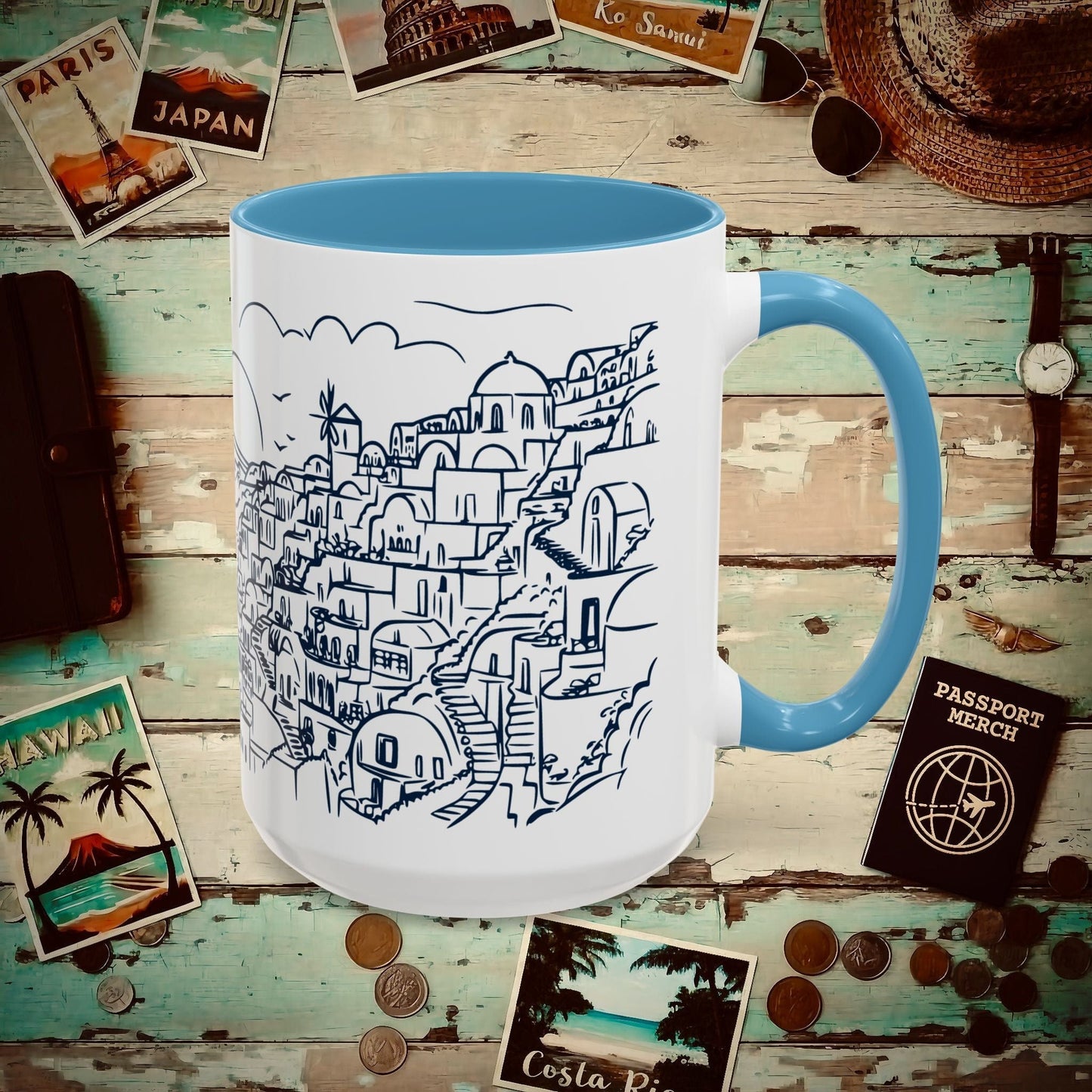 Santorini Dreaming Greece 15oz Mug Light Blue / 15oz