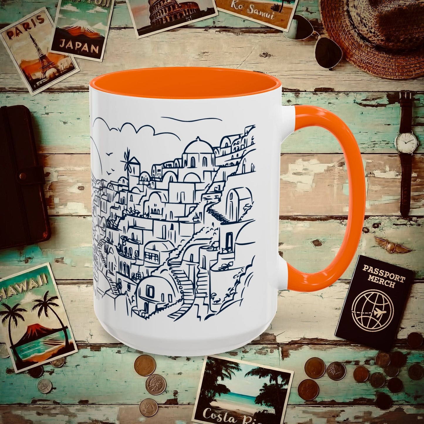 Santorini Dreaming Greece 15oz Mug Orange / 15oz