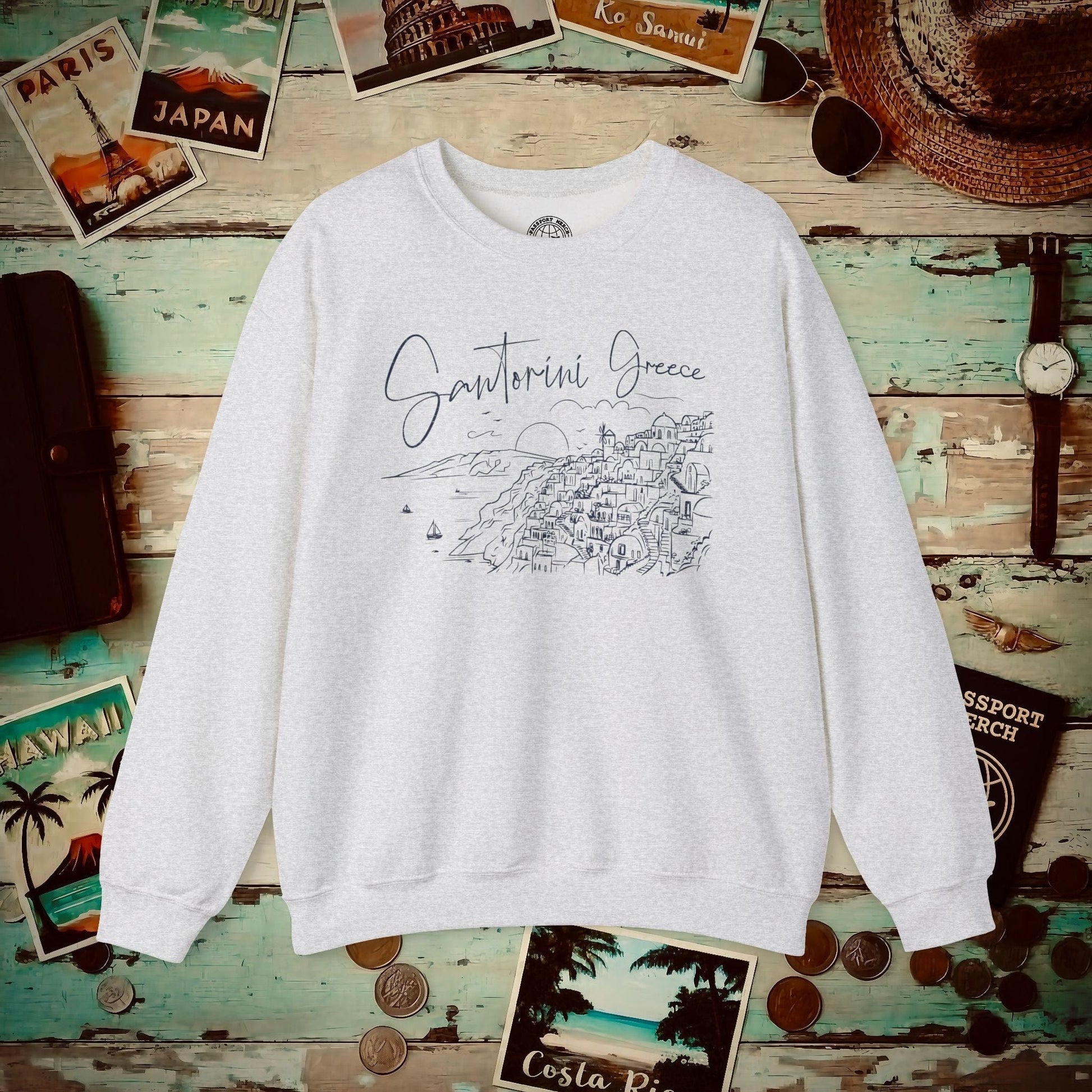 Santorini Dreaming Greece Crewneck Ash / S