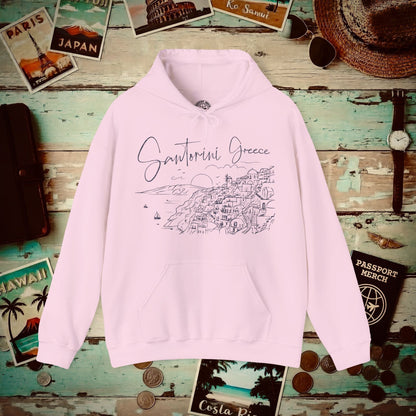 Santorini Dreaming Greece Hoodie Light Pink / S