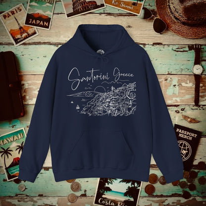 Santorini Dreaming Greece Hoodie Navy / S