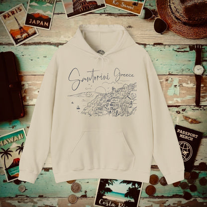 Santorini Dreaming Greece Hoodie Sand / S