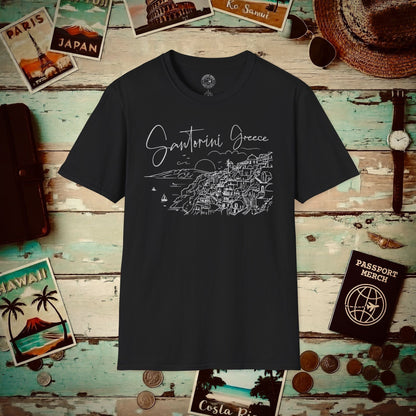 Santorini Dreaming Greece T-Shirt Black / S
