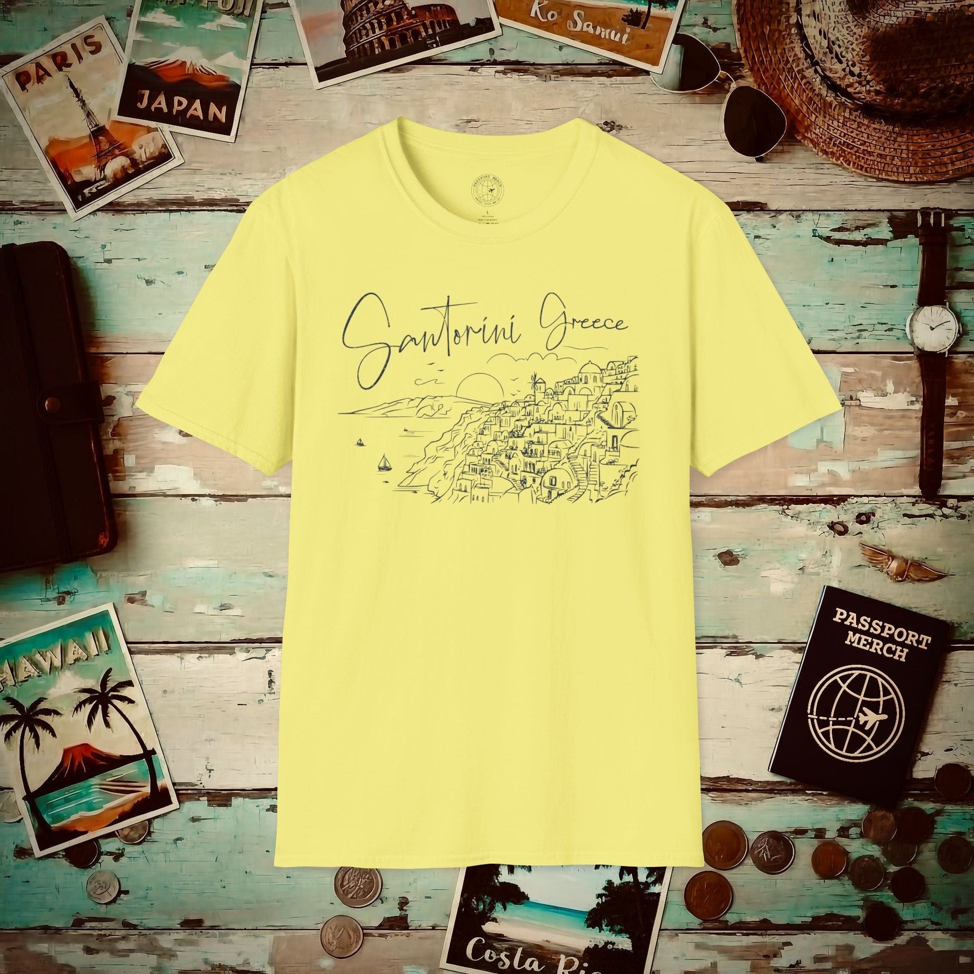 Santorini Dreaming Greece T-Shirt Cornsilk / S