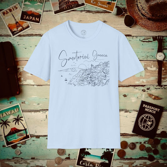 Santorini Dreaming Greece T-Shirt Light Blue / S