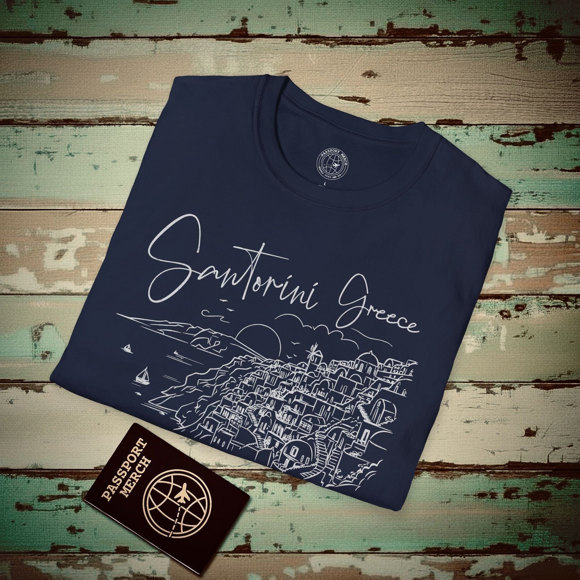 Santorini Dreaming Greece T-Shirt Navy / S