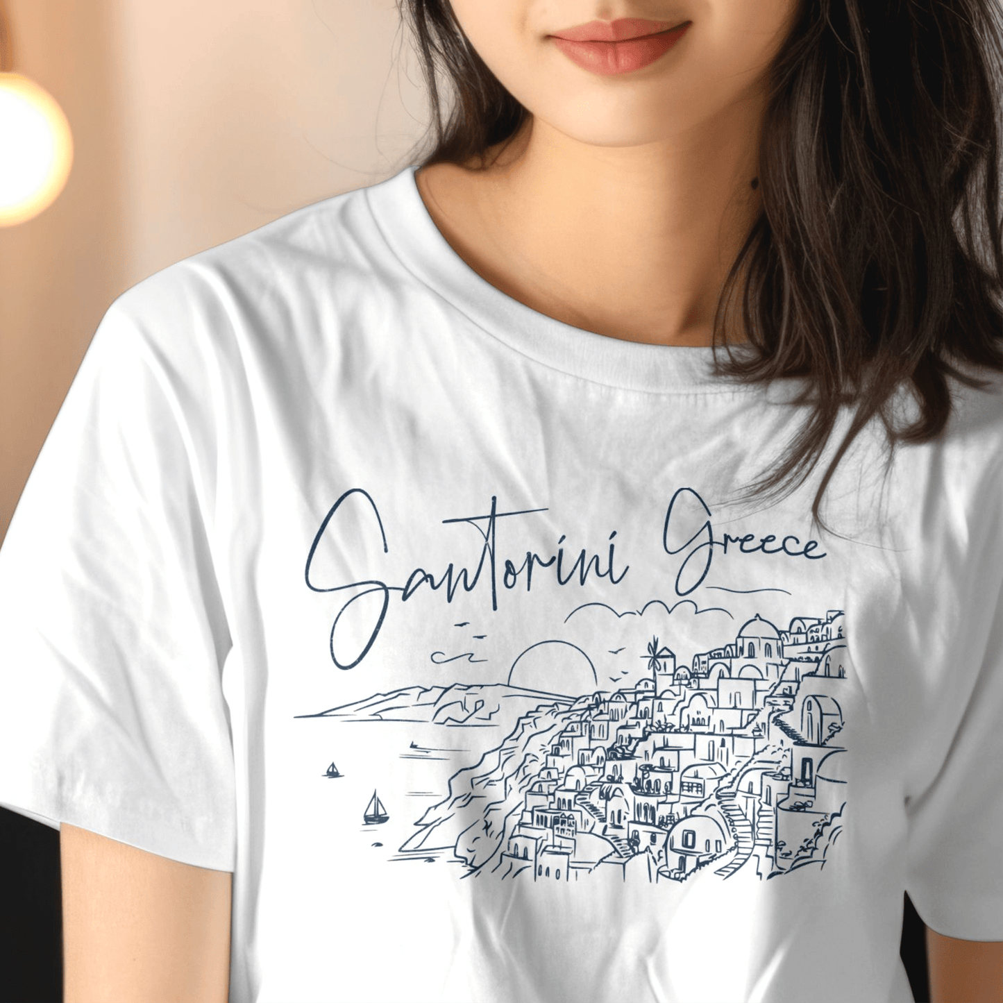 Santorini Dreaming Greece T-Shirt White / S