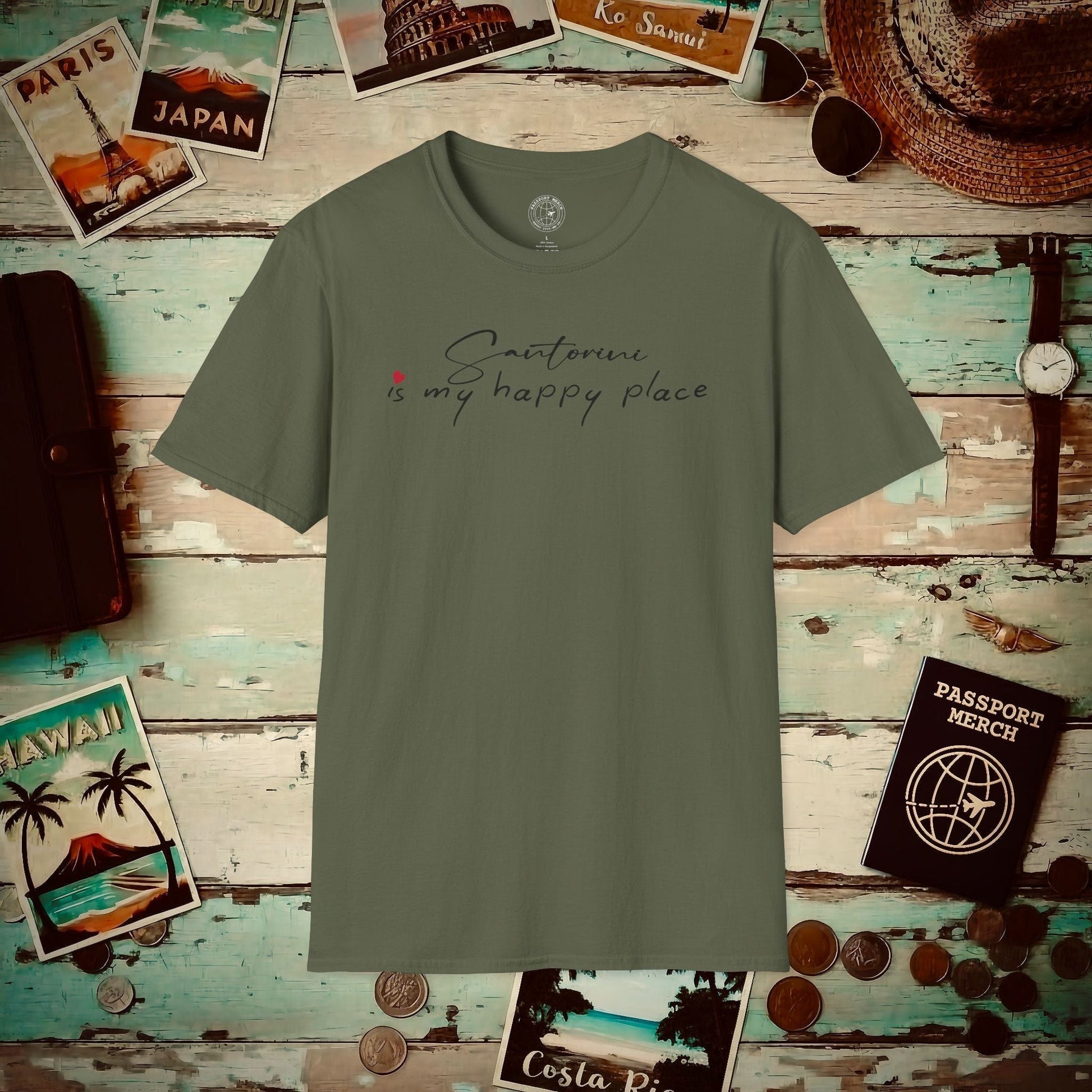 Santorini is my happy place, Greece T-Shirt Military Green / S