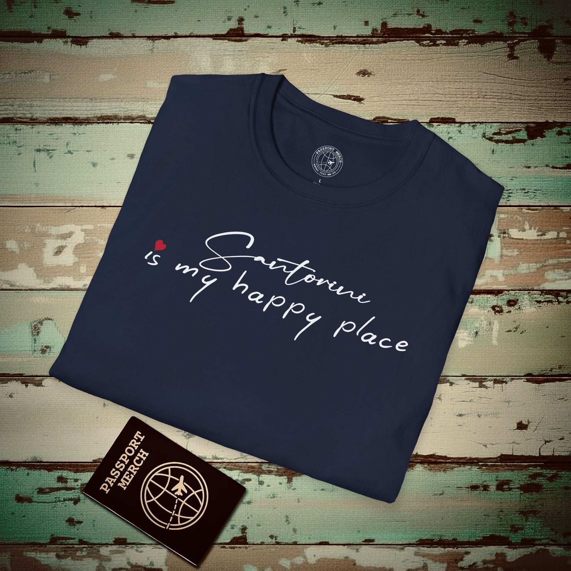 Santorini is my happy place, Greece T-Shirt Navy / S