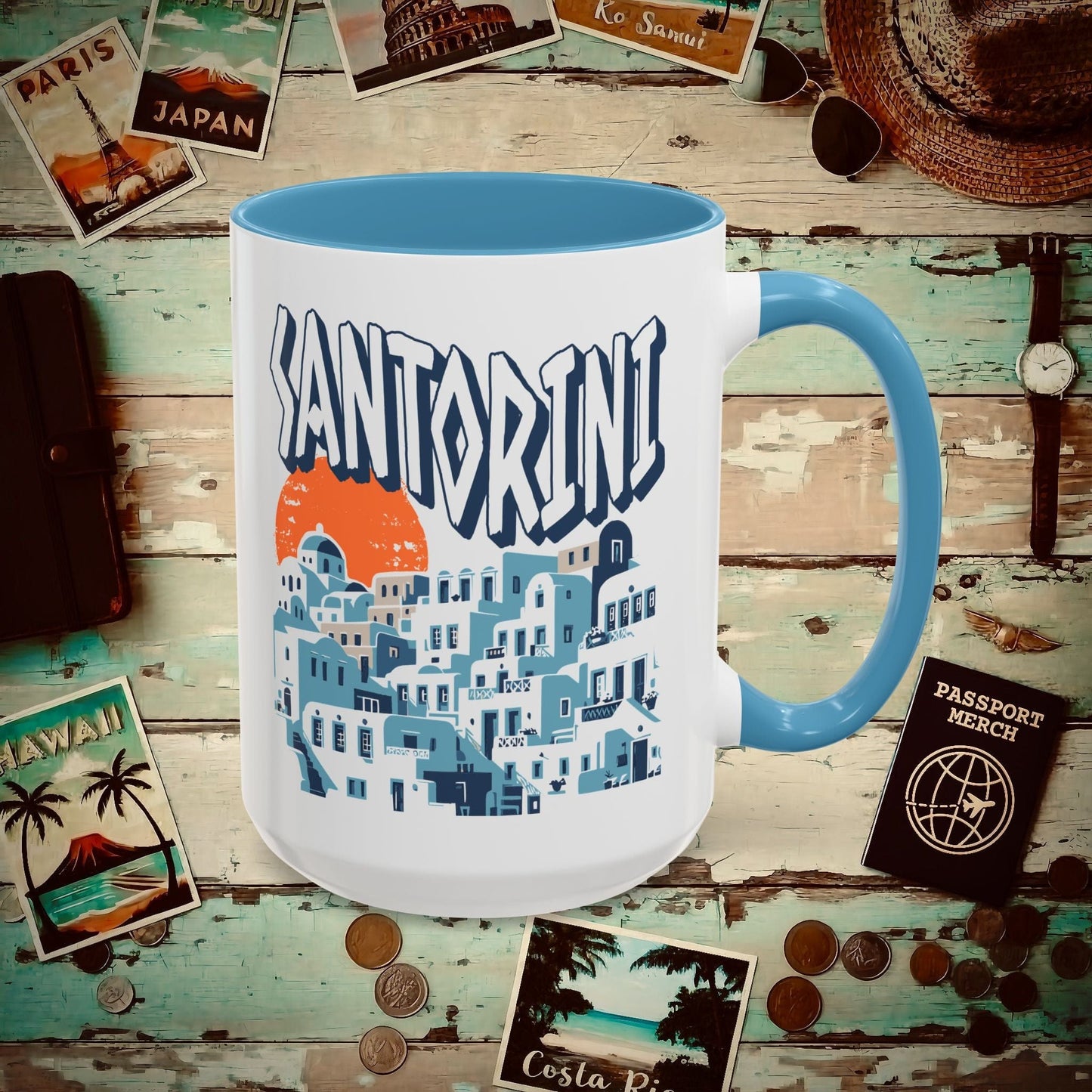 Santorini Shadows, Greece 15oz Mug Light Blue / 15oz