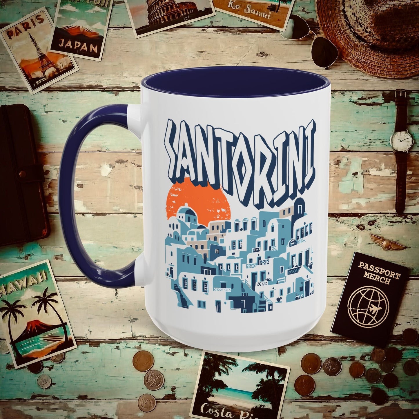 Santorini Shadows, Greece 15oz Mug Navy / 15oz