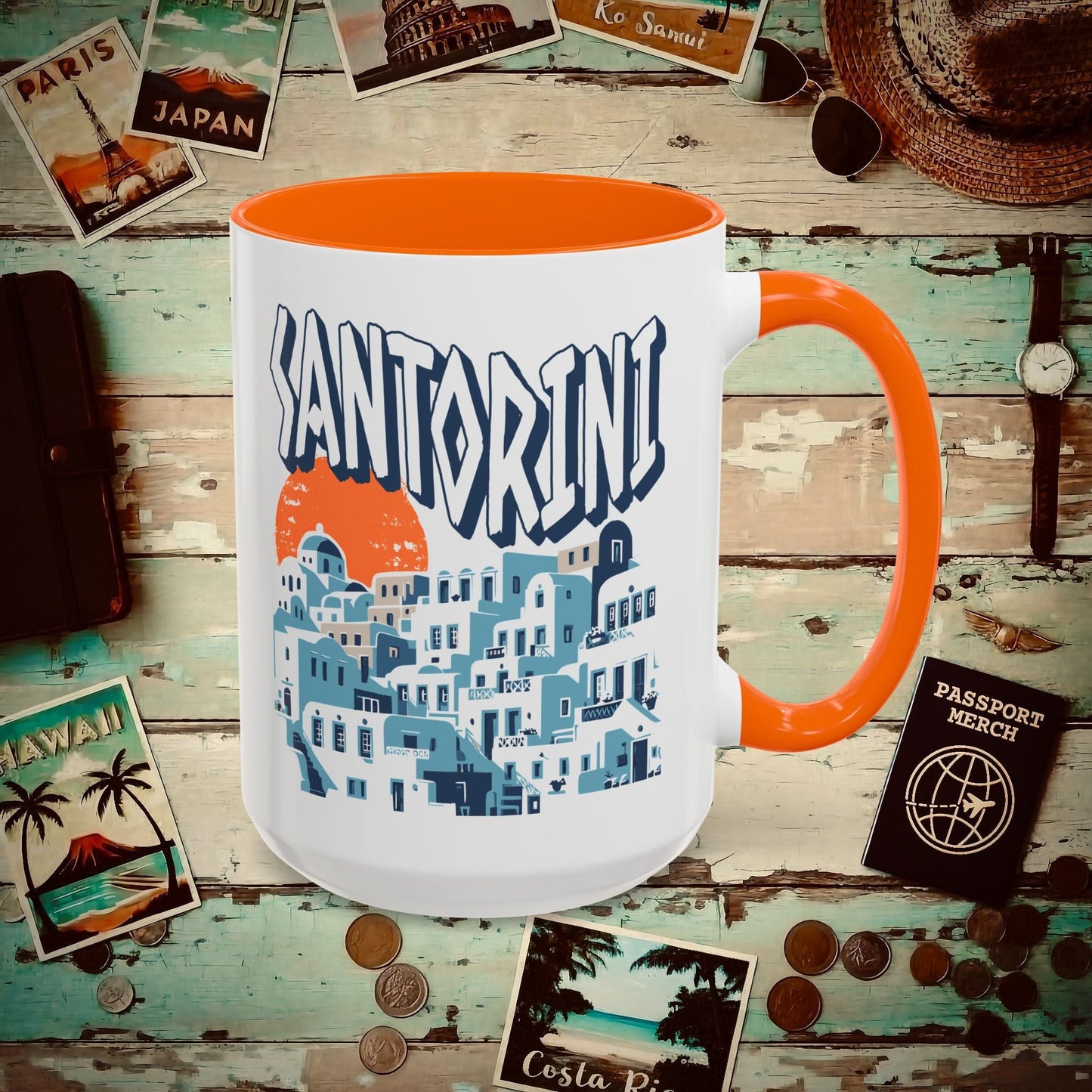 Santorini Shadows, Greece 15oz Mug Orange / 15oz