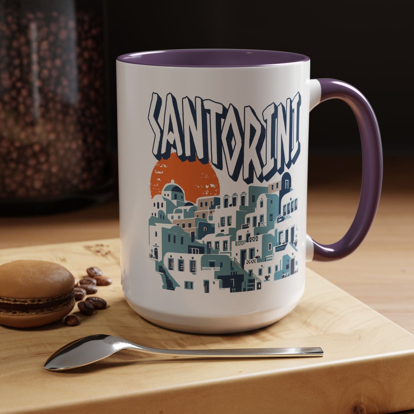 Santorini Shadows, Greece 15oz Mug Purple / 15oz