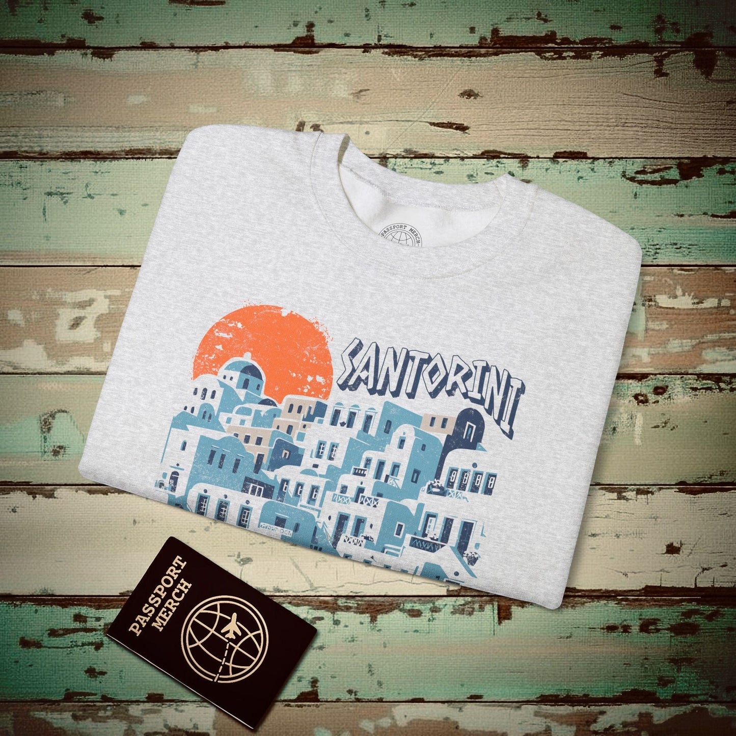 Santorini Shadows, Greece Crewneck Ash / S