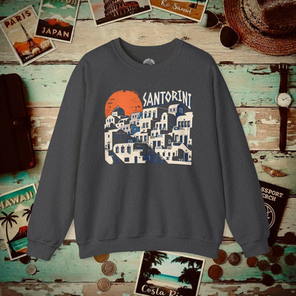 Santorini Shadows, Greece Crewneck Dark Heather / S