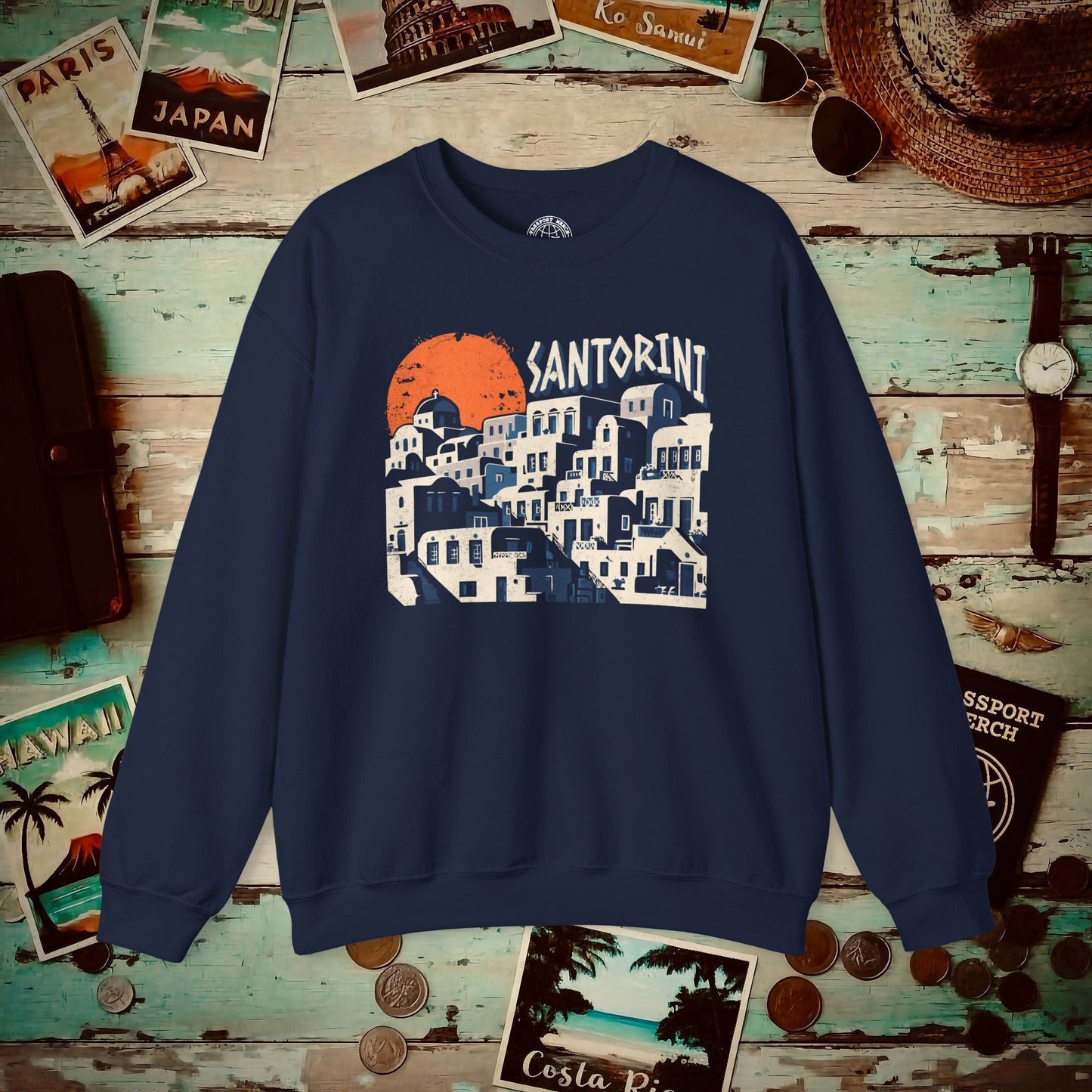 Santorini Shadows, Greece Crewneck Navy / S