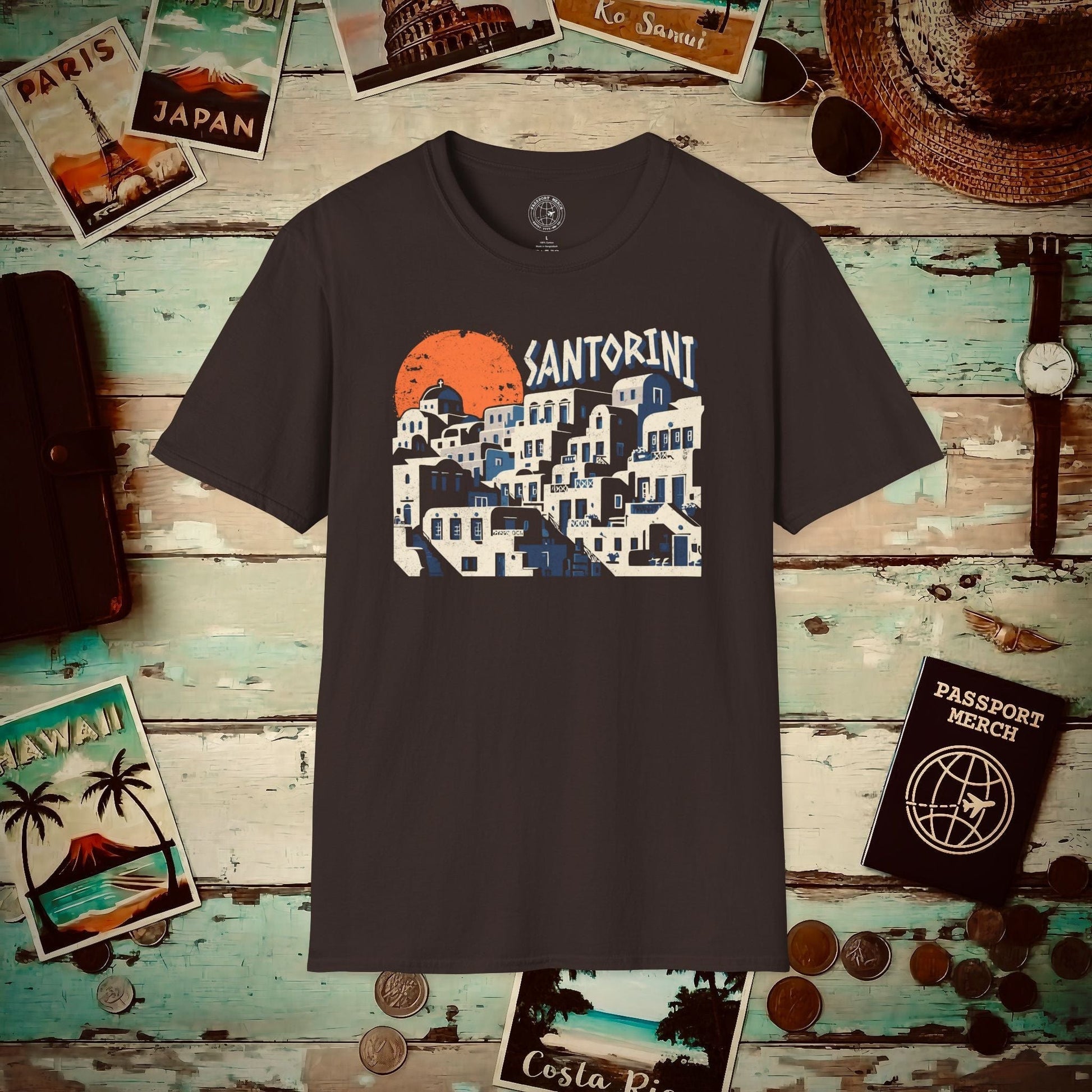 Santorini Shadows, Greece T-Shirt Dark Chocolate / S