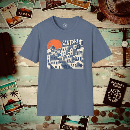 Santorini Shadows, Greece T-Shirt Heather Indigo / S