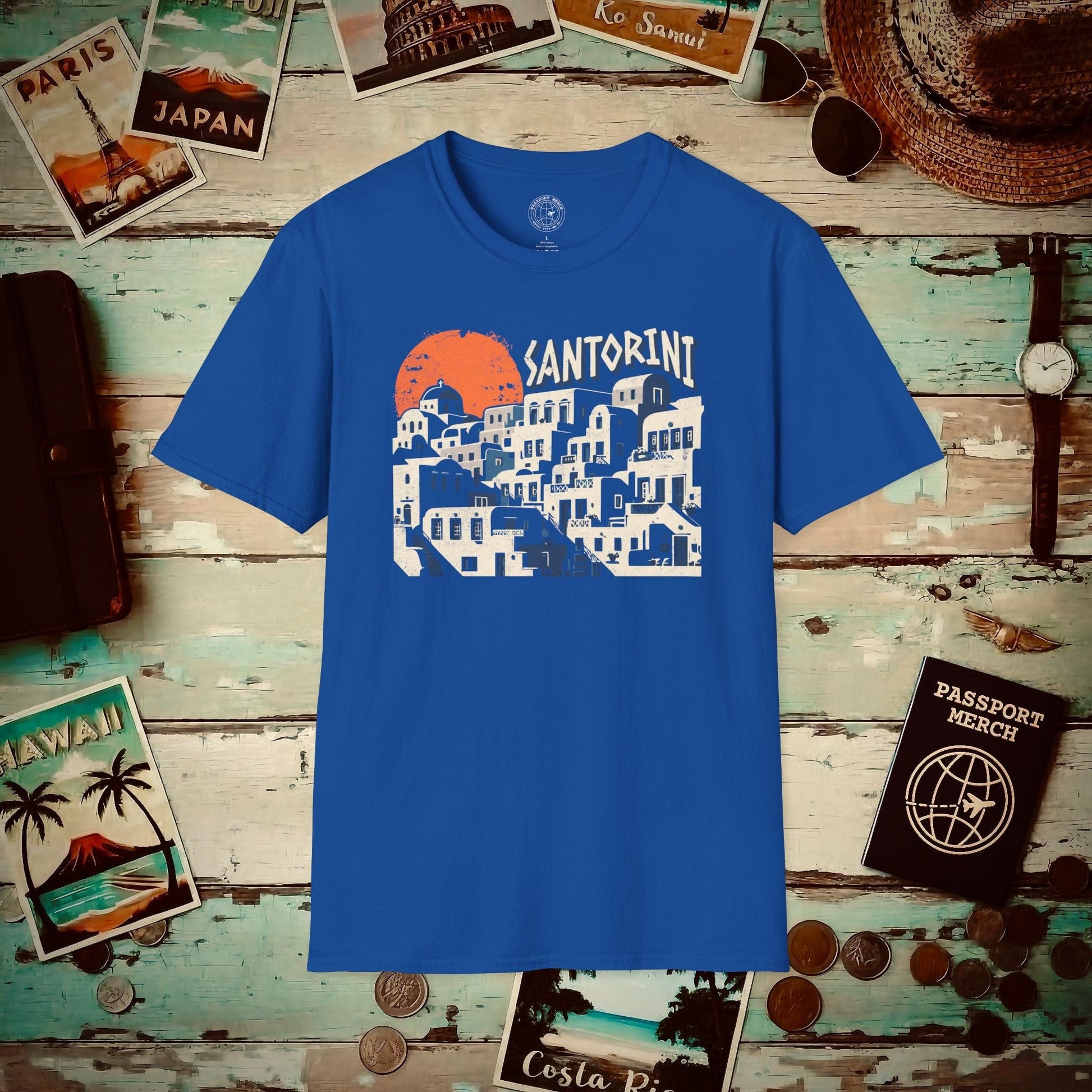 Santorini Shadows, Greece T-Shirt Royal / S