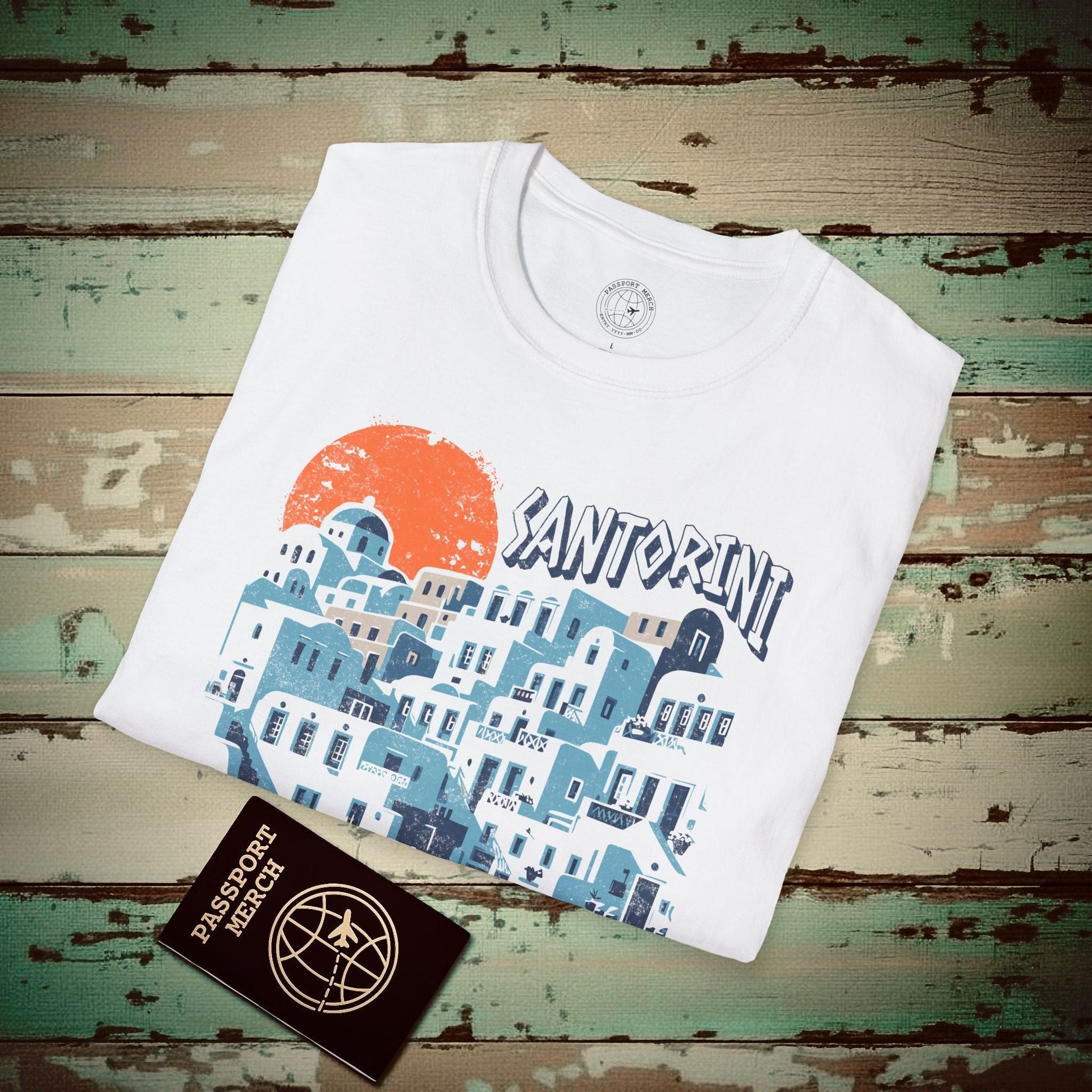 Santorini Shadows, Greece T-Shirt White / S