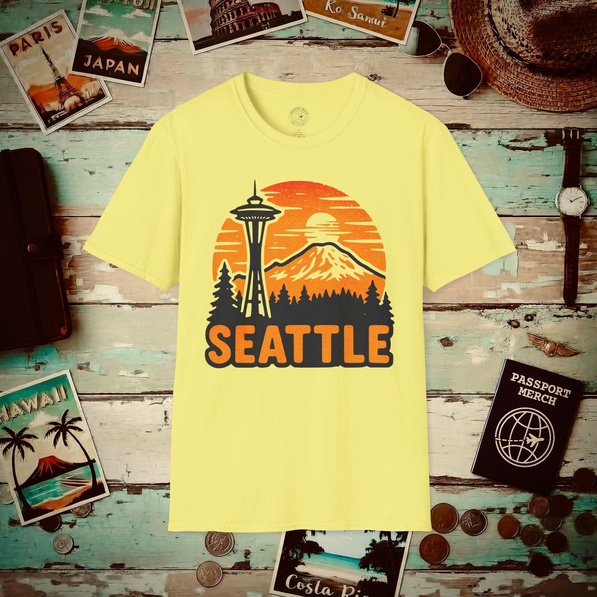 Seattle, Washington - 80's Vintage T-Shirt Cornsilk / S