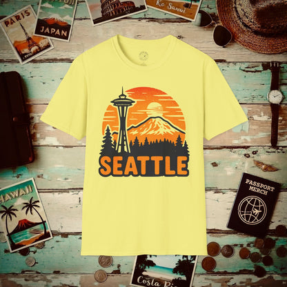 Seattle, Washington - 80's Vintage T-Shirt Cornsilk / S