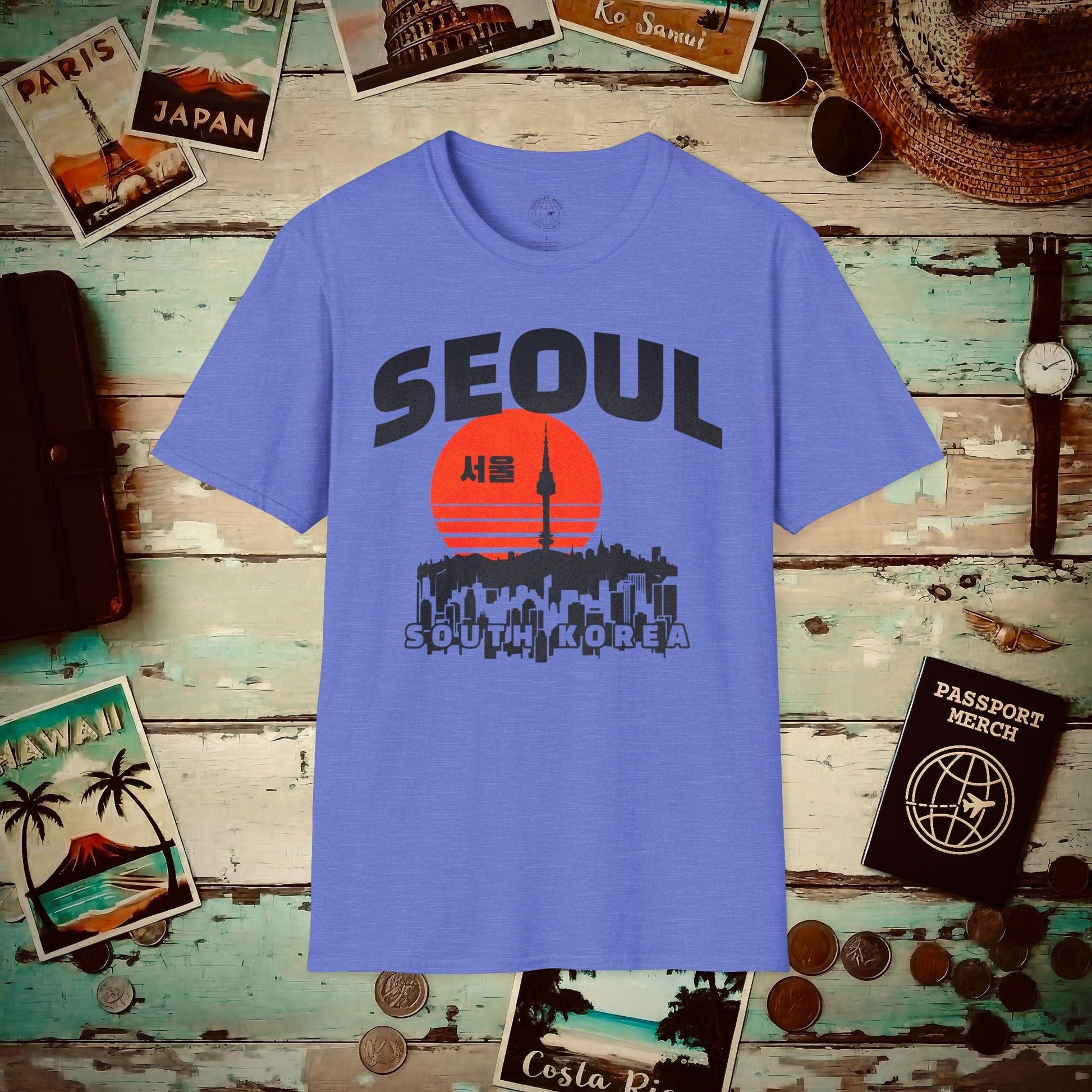 Seoul Retro Vintage Sunset, Korea T-Shirt Heather Royal / S
