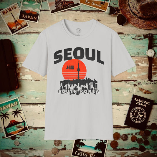 Seoul Retro Vintage Sunset, Korea T-Shirt Ice Grey / S