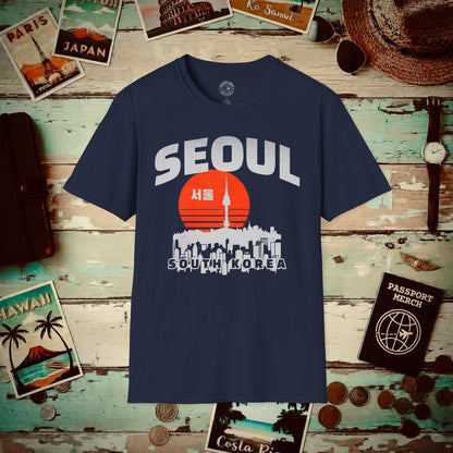 Seoul Retro Vintage Sunset, Korea T-Shirt Navy / S