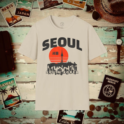 Seoul Retro Vintage Sunset, Korea T-Shirt Sand / S