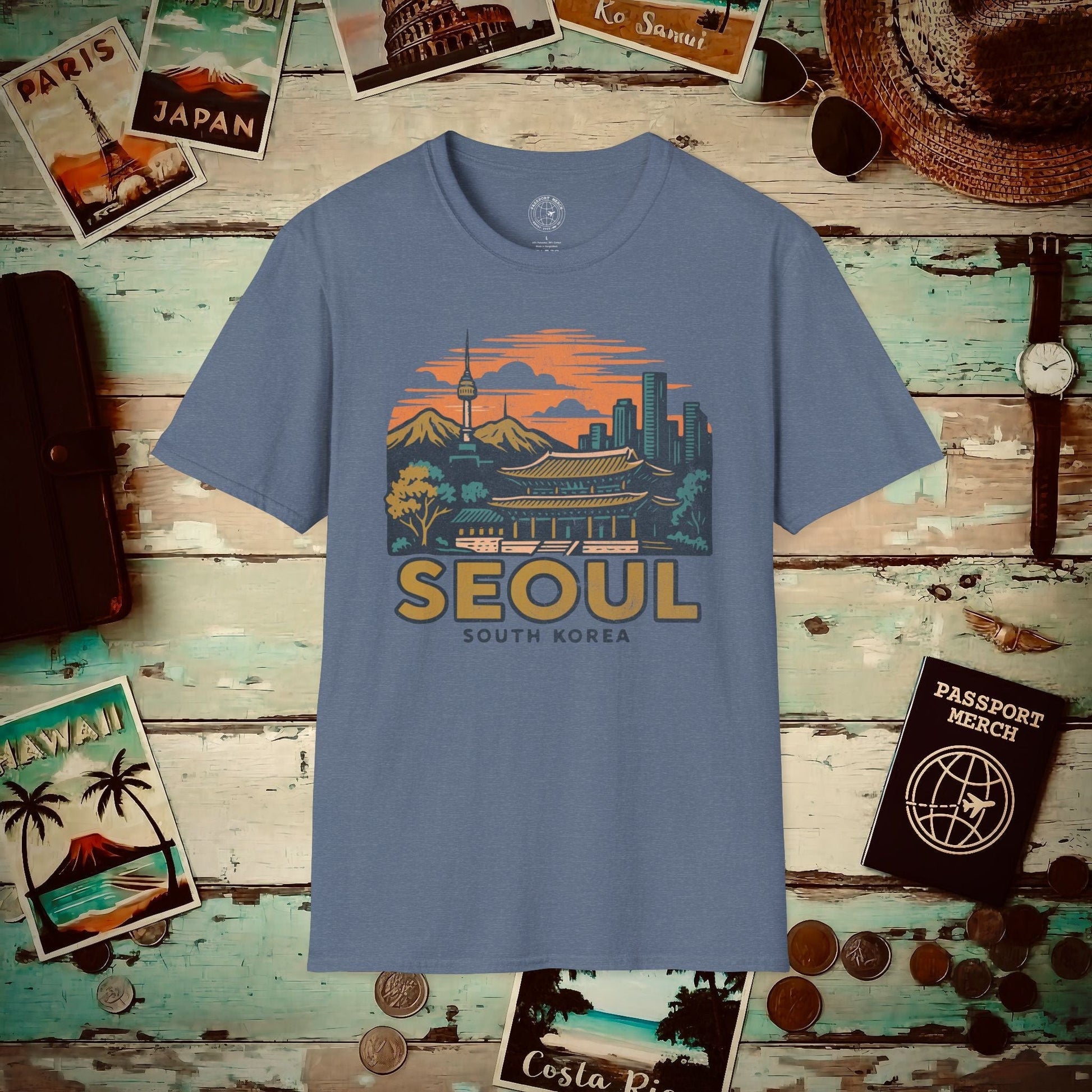 Seoul, South Korea - 80's Vintage T-Shirt Heather Indigo / S