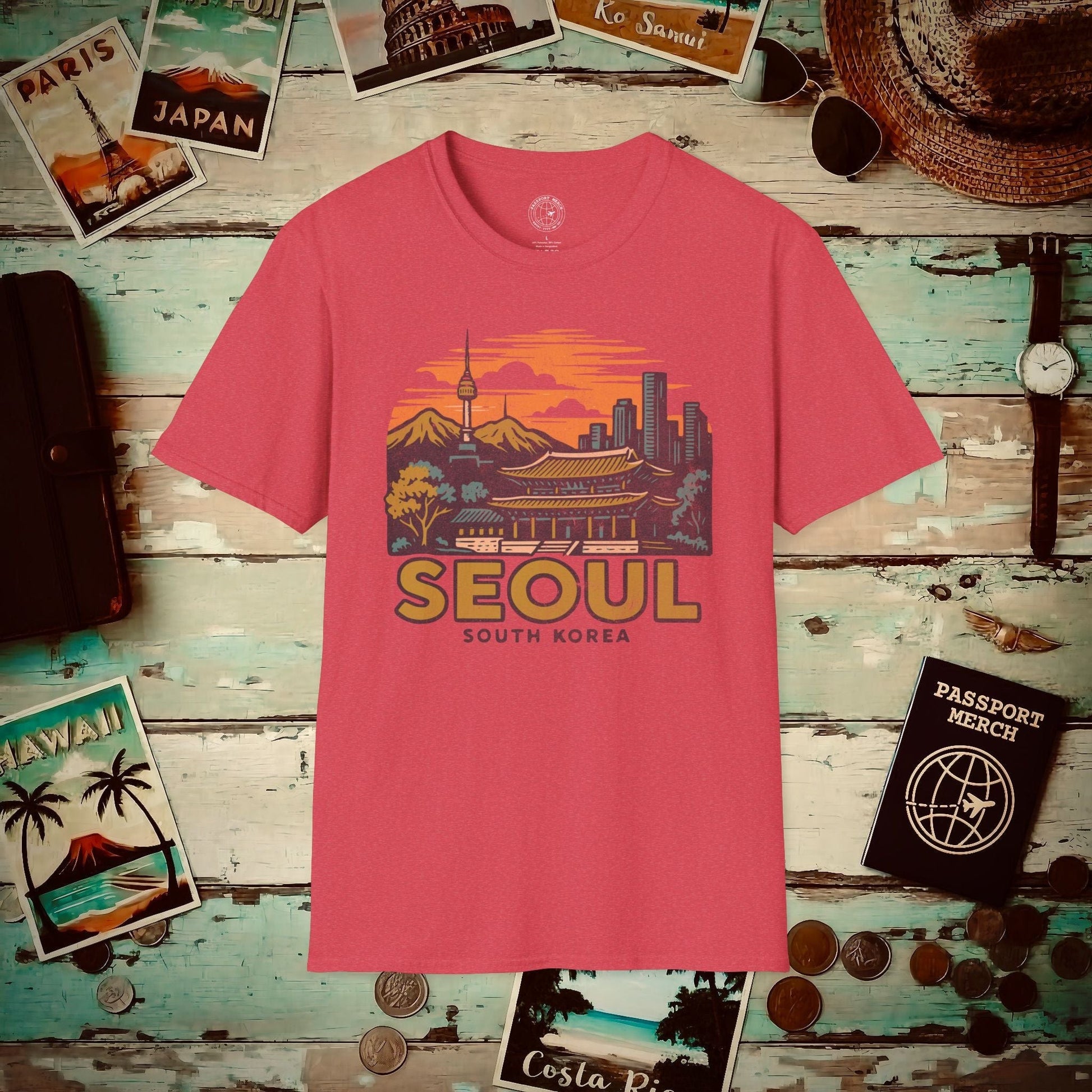 Seoul, South Korea - 80's Vintage T-Shirt Heather Red / S